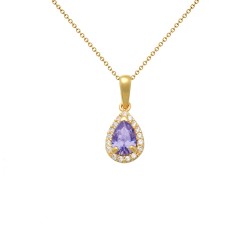 Μενταγιόν Κ14 χρυσό με amethyst και ζιργκόν - F124536AM