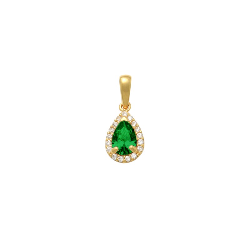 Μενταγιόν Κ14 χρυσό με Peridot και ζιργκόν - F124536P
