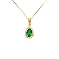 Μενταγιόν Κ14 χρυσό με Peridot και ζιργκόν - F124536P