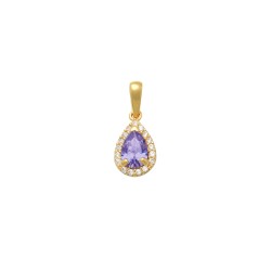 Μενταγιόν Κ14 χρυσό με amethyst και ζιργκόν - F124536AM
