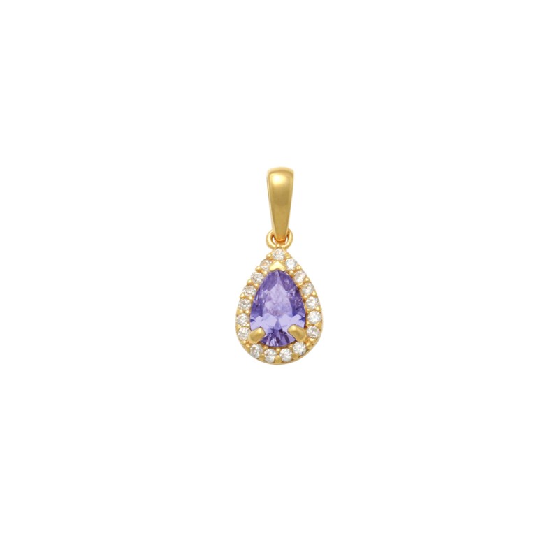 Μενταγιόν Κ14 χρυσό με amethyst και ζιργκόν - F124536AM