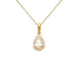 Μενταγιόν Κ14 χρυσό με Crystal και ζιργκόν - F124536CR