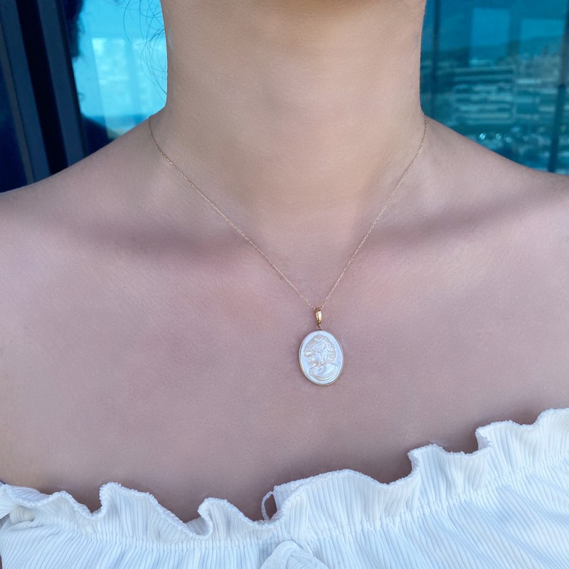 Μενταγιόν Κ18 χρυσό με Mother of Pearl - F125487