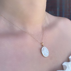 Μενταγιόν Κ18 χρυσό με Mother of Pearl - F125487