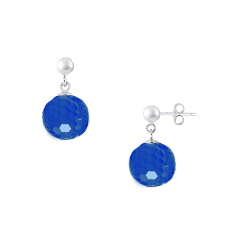 Σκουλαρίκια με blue agate σε ασημένια βάση 925 - S123699BA