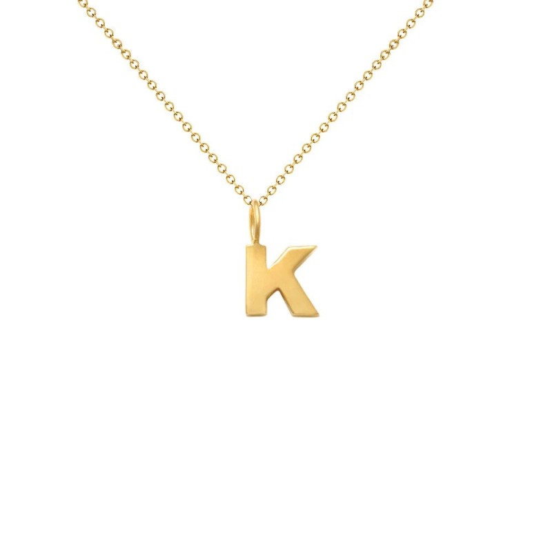 Κολιέ με Κ14 χρυσή αλυσίδα και μενταγιόν μονόγραμμα "K" - F124607CH