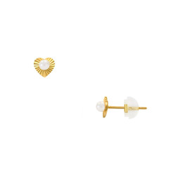 Σκουλαρίκια Κ14 χρυσά με λευκό μαργαριτάρι Q.T.V. - F124523