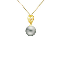 Μενταγιόν Κ18 χρυσό με γκρι μαργαριτάρι - M125079G