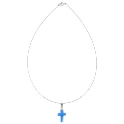 Μενταγιόν με Blue Topaz και ασημένια στοιχεία 925 - M930410BT