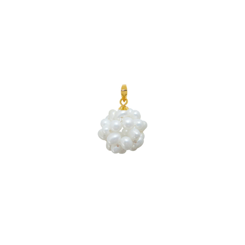 Μενταγιόν χρυσό Κ14 με λευκά μαργαριτάρια - G120301