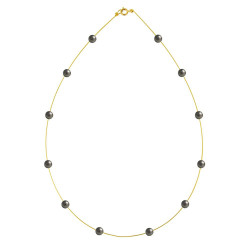 Σετ κολιέ και σκουλαρίκια με μαύρα μαργαριτάρια σε ασήμι 925 - S124134