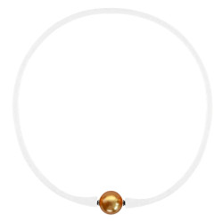 Κολιέ Black Elastic Silicon με Gold Shell Pearl - M122358SGLGS