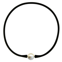 Κολιέ Elastic Silicon με λευκό Shell Pearl - M122358SGL