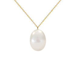 Charm με Κ14 χρυσή βάση και λευκό μαργαριτάρι - L124079