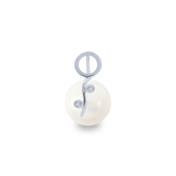 Χρυσό Κ18  μενταγιόν με λευκό Shell Pearl και διαμάντια - M319971