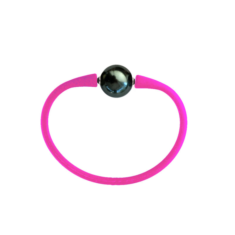 Βραχιόλι με Black Shell Pearl 12mm Elastic Silicon - B122358B