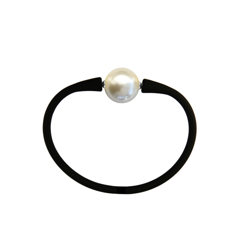 Βραχιόλι με White Shell Pearl 12mm Elastic Silicon - B122358W
