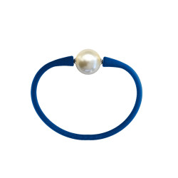 Βραχιόλι με White Shell Pearl 12mm Elastic Silicon - B122358W