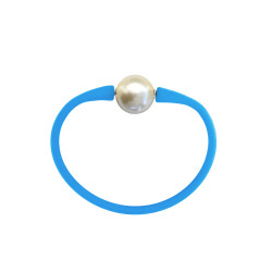 Βραχιόλι με White Shell Pearl 12mm Elastic Silicon - B122358W