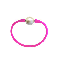 Βραχιόλι με White Shell Pearl 12mm Elastic Silicon - B122358W