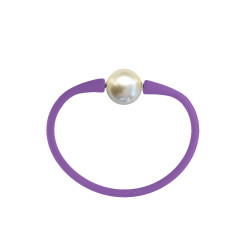 Βραχιόλι με White Shell Pearl 12mm Elastic Silicon - B122358W