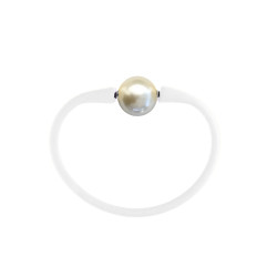 Βραχιόλι με White Shell Pearl 12mm Elastic Silicon - B122358W