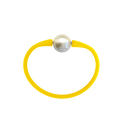 Βραχιόλι με White Shell Pearl 12mm Elastic Silicon - B122358W