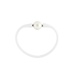 Βραχιόλι με λευκό μαργαριτάρι 10-11mm Elastic Silicon - B122715W