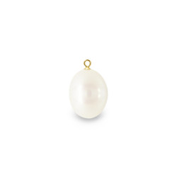 Charm με Κ14 χρυσή βάση και λευκό μαργαριτάρι - L124079