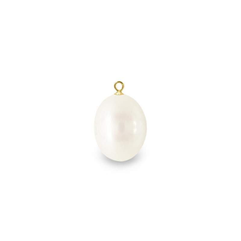 Charm με Κ14 χρυσή βάση και λευκό μαργαριτάρι - L124079