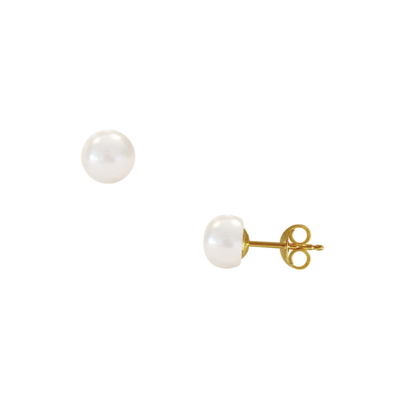 Σκουλαρίκια με λευκά μαργαριτάρια σε χρυσή βάση Κ14 - G110110