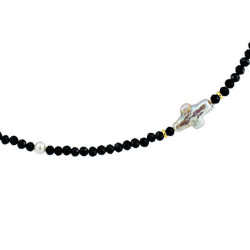 Κολιέ με spinel, μαργαριτάρια και χρυσά στοιχεία Κ14 - M122894