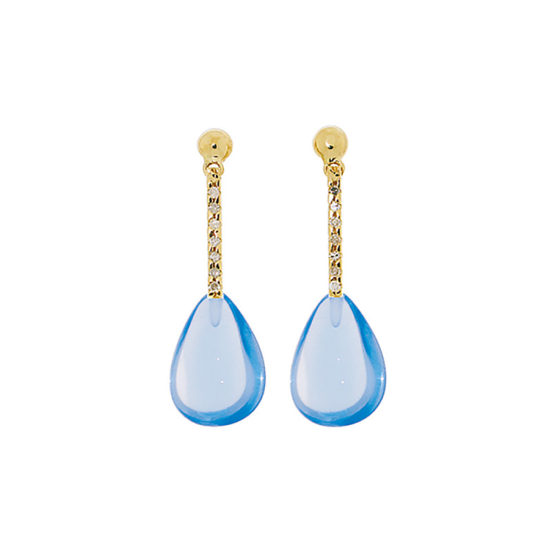 Σκουλαρίκι Κ18 χρυσό με Blue Topaz - M318680