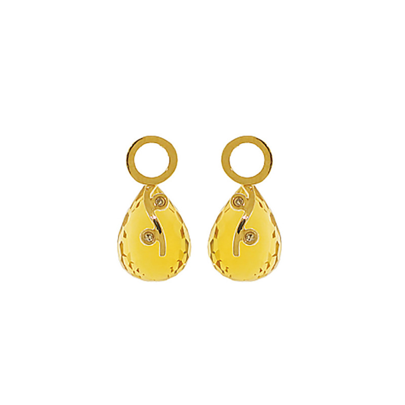 Σκουλαρίκι Κ18 χρυσό με Lemon Quartz - M318656LE