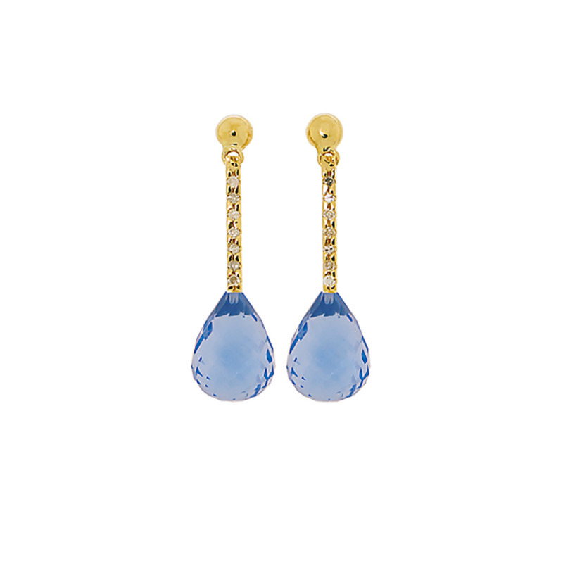 Σκουλαρίκι Κ18 χρυσό με Blue Topaz - M318664