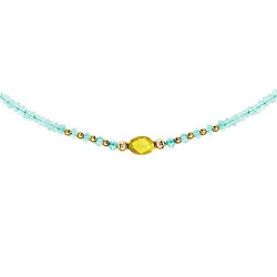 Κολιέ με Κ14 χρυσά στοιχεία, aqua και citrine - F124142C