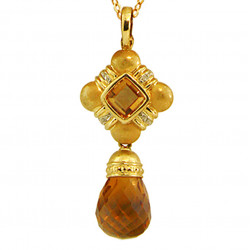 Κολιέ αλυσίδα με χρυσό Κ14 και μενταγιόν Citrine - M123830
