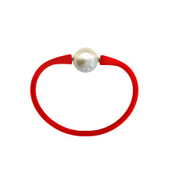 Βραχιόλι με White Shell Pearl 12mm Elastic Silicon - B122358W