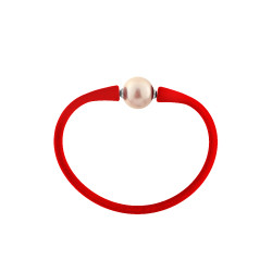 Βραχιόλι με σομόν μαργαριτάρι 10-11mm Elastic Silicon - B122715S