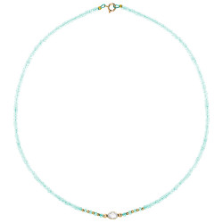 Κολιέ με Κ14 χρυσά στοιχεία, aqua και crystal - F124142CR