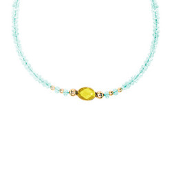 Βραχιόλι με Κ14 χρυσά στοιχεία, aqua και citrine - F124143C Βραχιόλι με Κ14 χρυσά στοιχεία, aqua και citrine - F124143C
