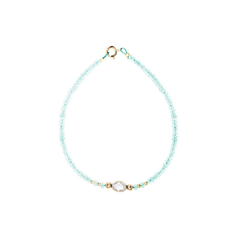 Βραχιόλι με Κ14 χρυσά στοιχεία, aqua και crystal - F124143CR