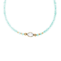 Βραχιόλι με Κ14 χρυσά στοιχεία, aqua και crystal - F124143CR Βραχιόλι με Κ14 χρυσά στοιχεία, aqua και crystal - F124143CR