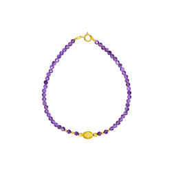 Βραχιόλι με Κ14  χρυσά στοιχεία, αμέθυστο και citrine - F124146VC