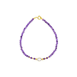 Βραχιόλι με Κ14 χρυσά στοιχεία, αμέθυστο και crystal - F124146VCR Βραχιόλι με Κ14 χρυσά στοιχεία, αμέθυστο και crystal - F124146VCR