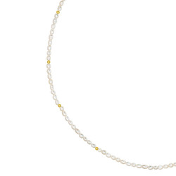 Κολιέ με Κ14 χρυσά στοιχεία και λευκά μαργαριτάρια - F124275