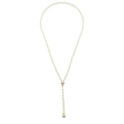 Κολιέ με Κ14 χρυσά στοιχεία και λευκά και γκρι μαργαριτάρια - M122720G