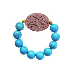 Βραχιόλι με Turquoise, Lava ροζ και hematite- M123343RZ