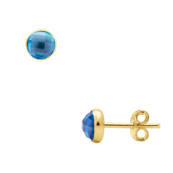 Σκουλαρίκια σε Κ14 χρυσή βάση με light blue ζιργκόν - S124050