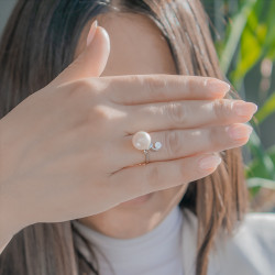 Δαχτυλίδι  λευκόχρυσο Κ18 με μαργαριτάρι Akoya - W317276